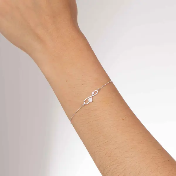 Pulseira Prata Infinito com Coração