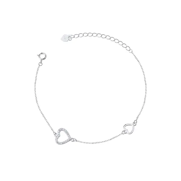 Pulseira Prata Coração com Zircônias