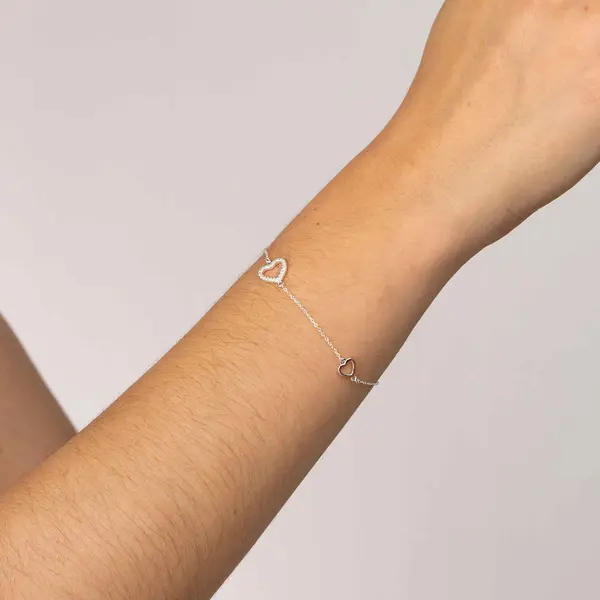 Pulseira Prata Coração com Zircônias