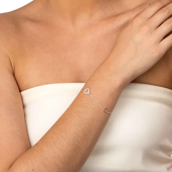 Pulseira Prata Coração com Zircônias