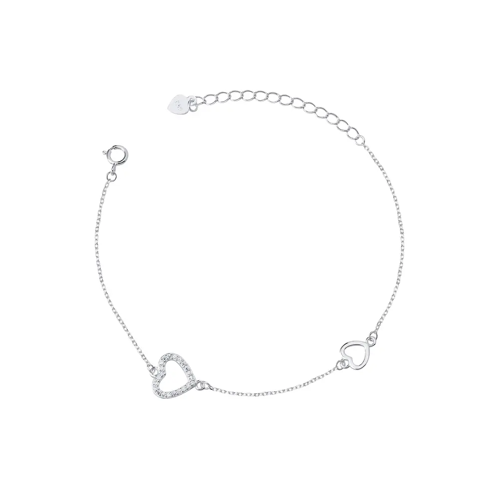 Pulseira Prata Coração com Zircônias