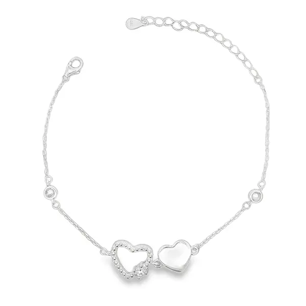 Pulseira Prata Corações