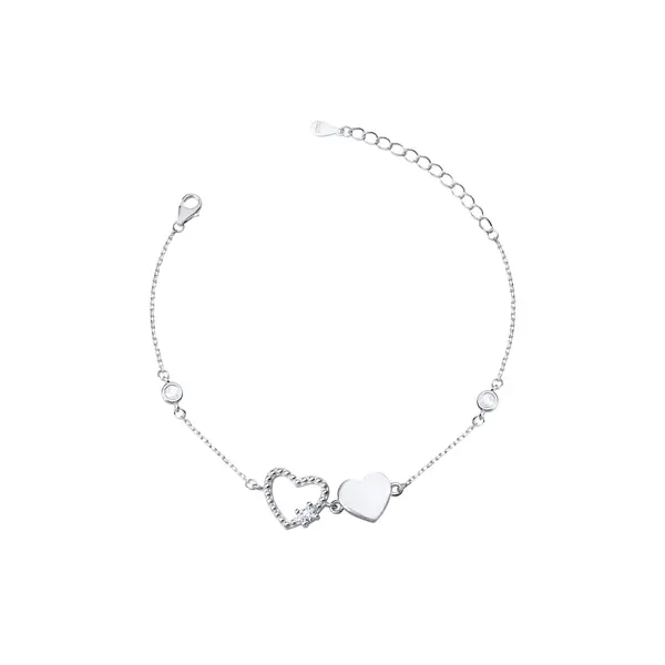 Pulseira Prata Corações