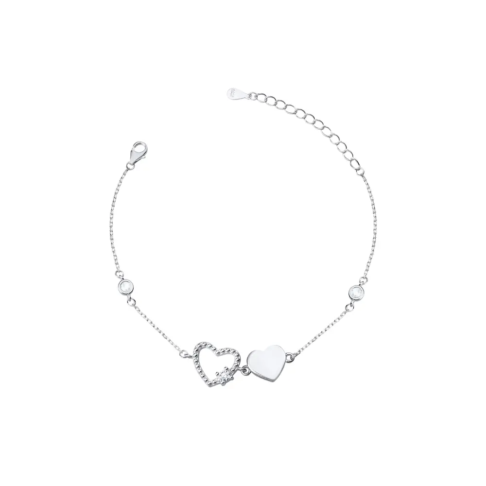 Pulseira Prata Corações