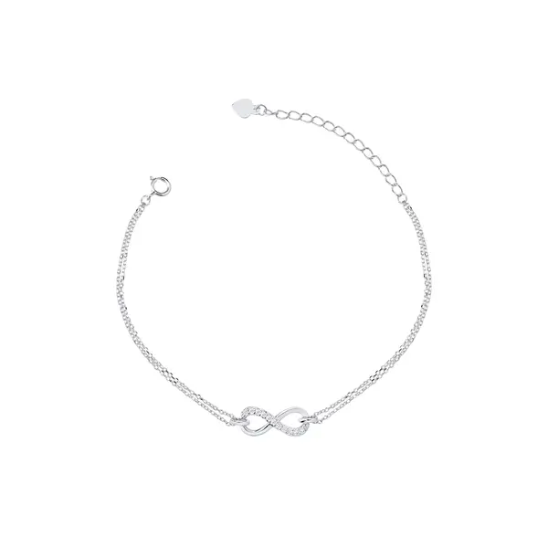Pulseira Prata Infinito com Zircônias