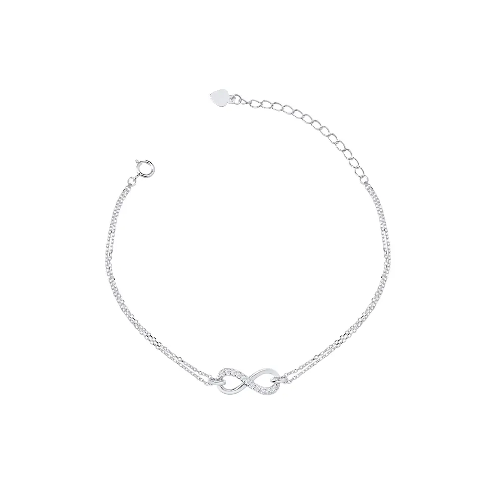 Pulseira Prata Infinito com Zircônias