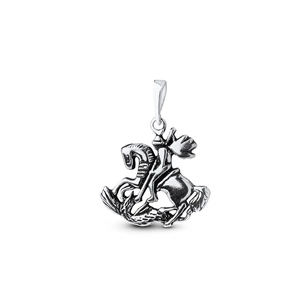 Pingente Prata Envelhecido São Jorge