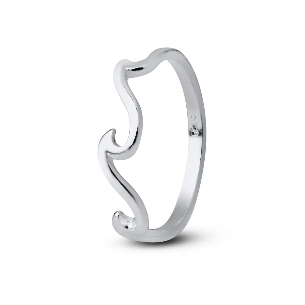 Anel Prata Falange Ondas