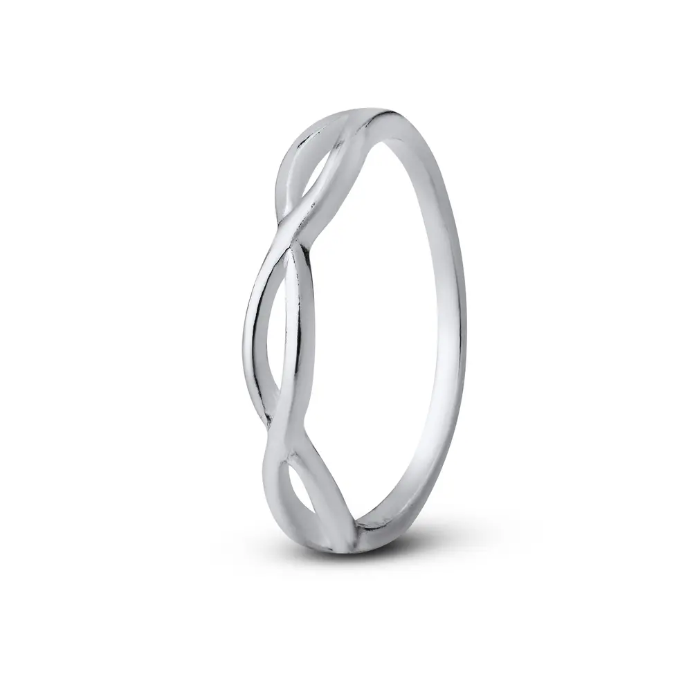 Anel Prata Falange Trançado