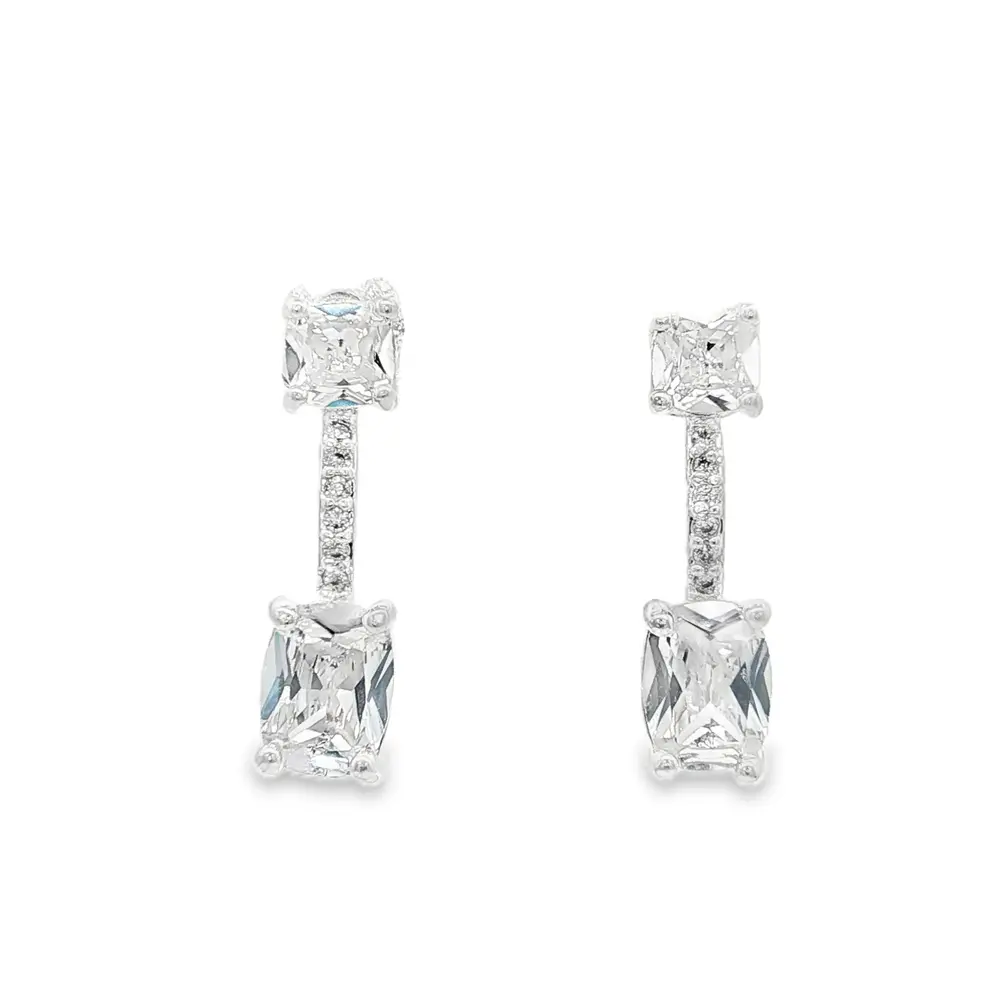 Brinco Prata Leve Zircônias Pendente