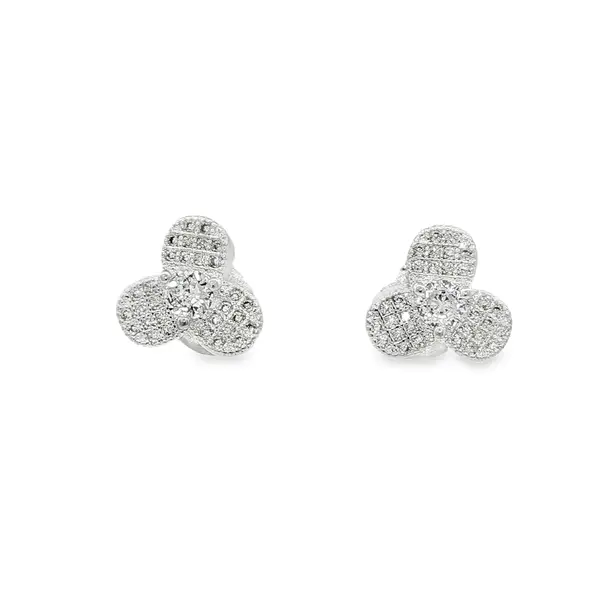 Brinco Prata Leve Flor de Zircônias