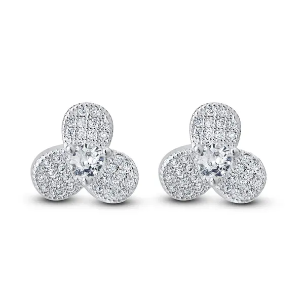 Brinco Prata Leve Flor de Zircônias