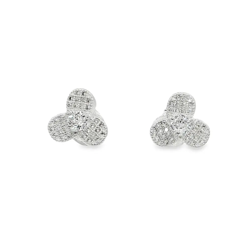 Brinco Prata Leve Flor de Zircônias