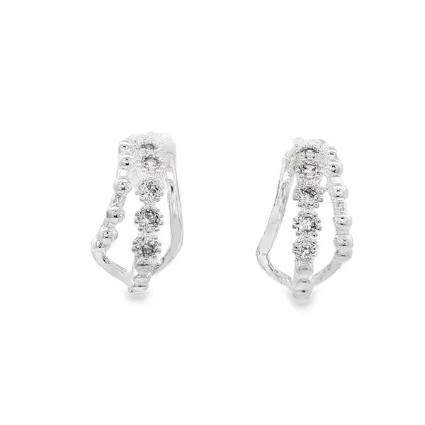 Brinco Prata Leve Argola 3 Aros com Zircônias