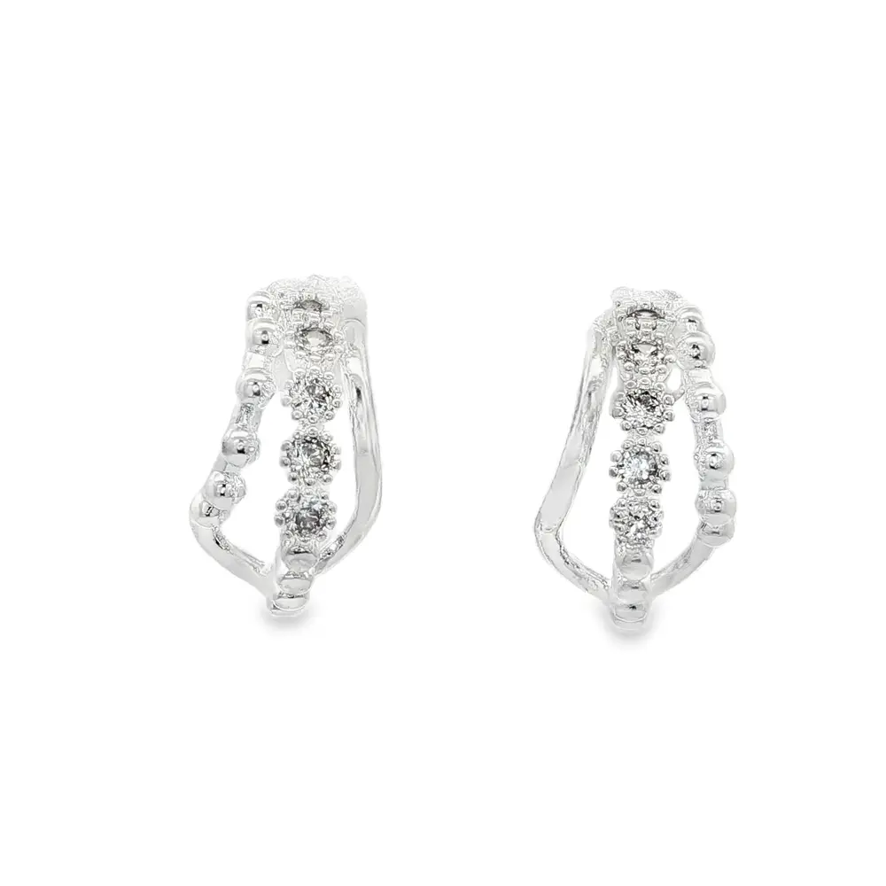 Brinco Prata Leve Argola 3 Aros com Zircônias