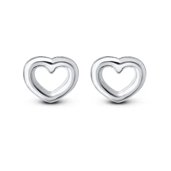 Brinco Prata Leve Coração Vazado Liso