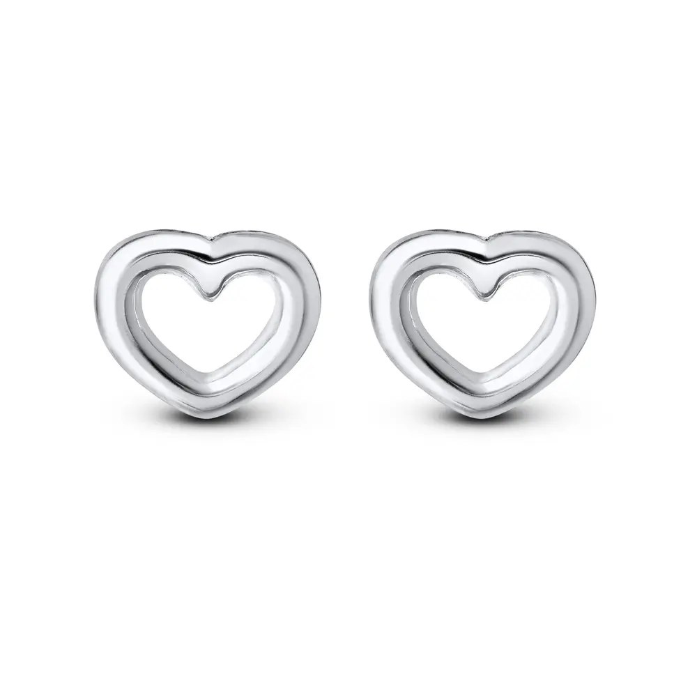 Brinco Prata Leve Coração Vazado Liso