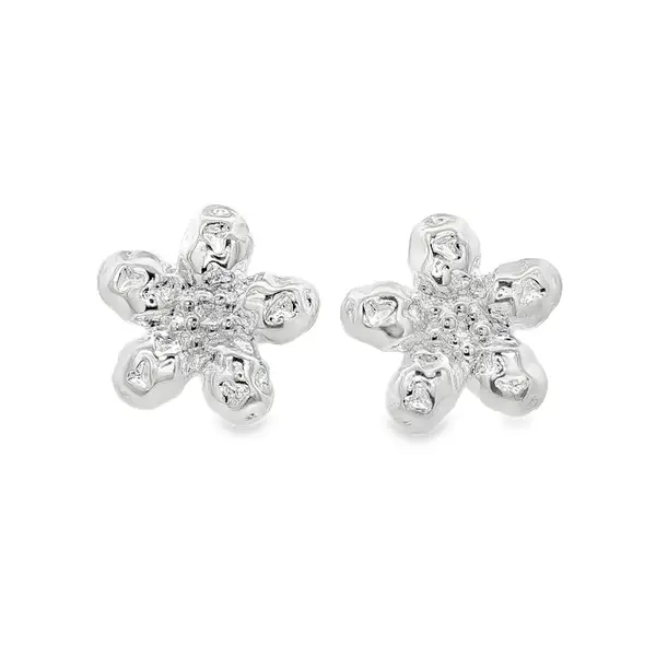 Brinco Prata Leve Flor com Detalhes