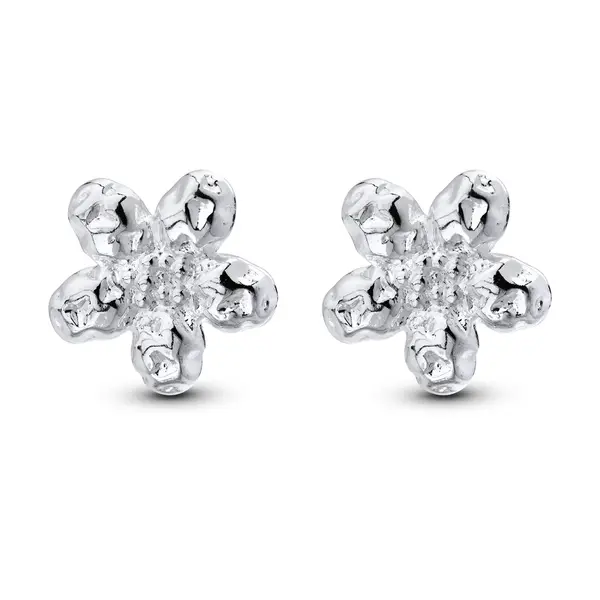 Brinco Prata Leve Flor com Detalhes