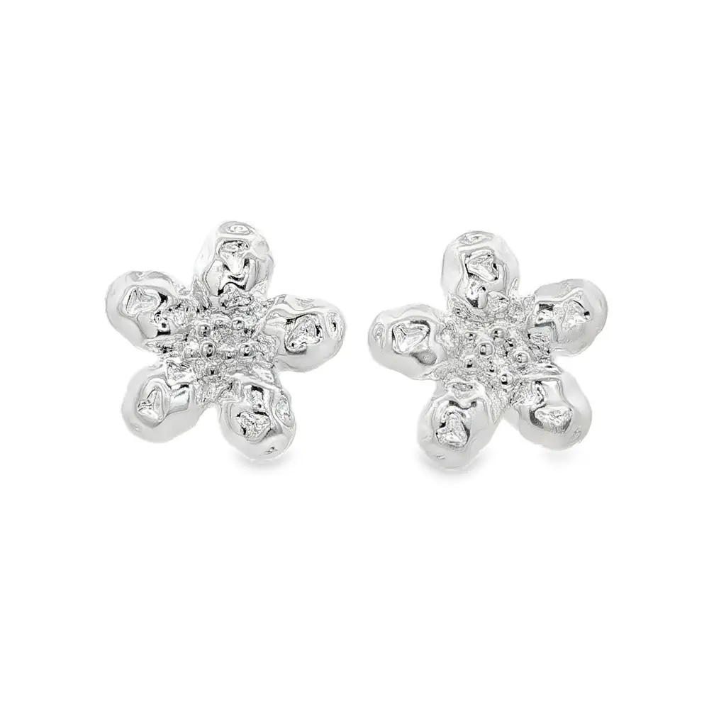 Brinco Prata Leve Flor com Detalhes