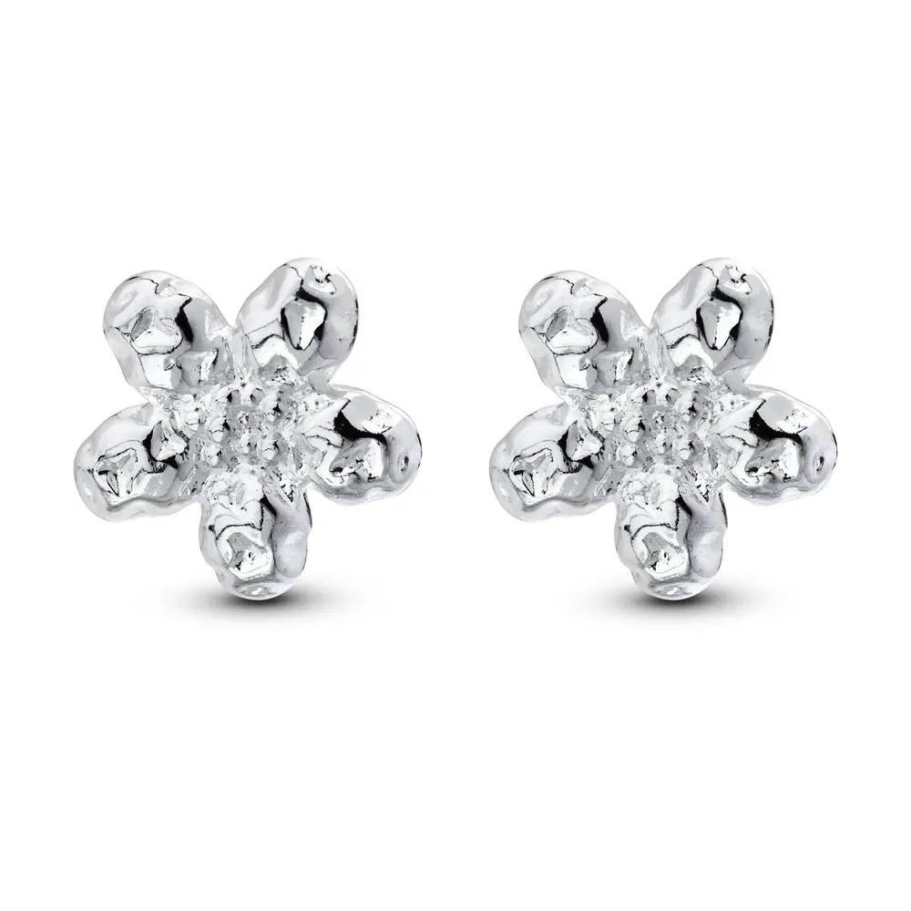 Brinco Prata Leve Flor com Detalhes