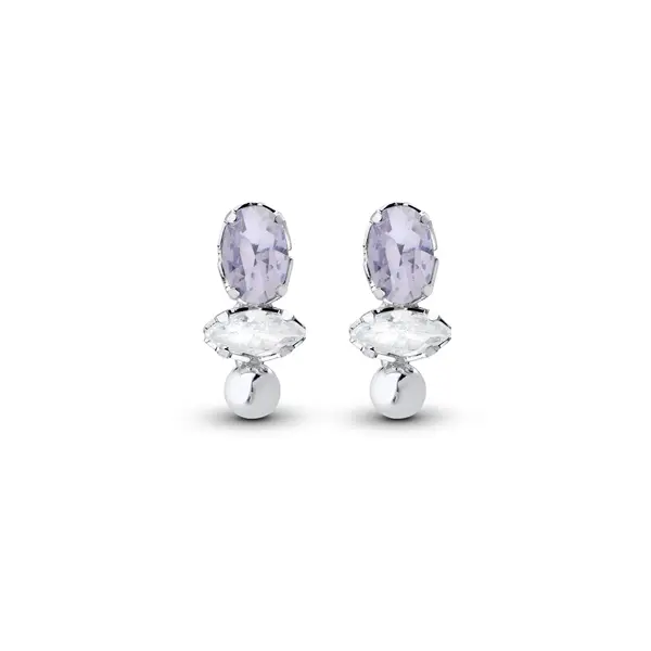 Brinco Prata Leve Zircônia Lilás