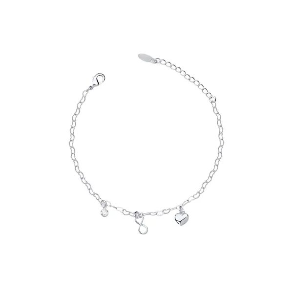 Pulseira Prata Leve Malha Coração