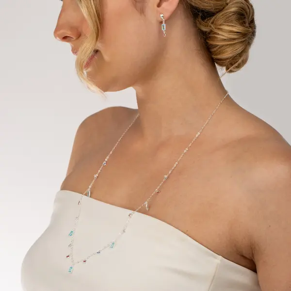 Conjunto Prata Leve Zircônias Coloridas