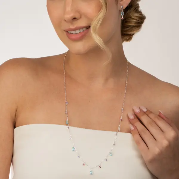 Conjunto Prata Leve Zircônias Coloridas