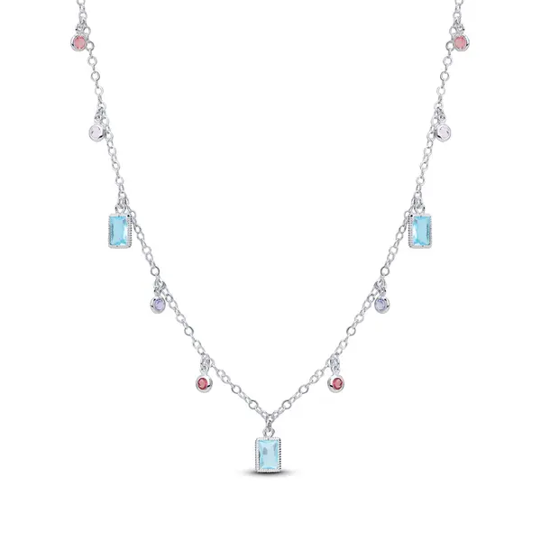 Conjunto Prata Leve Zircônias Coloridas