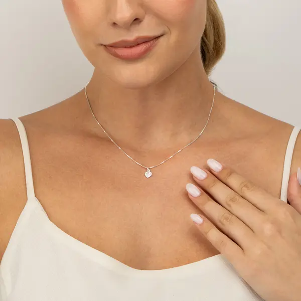 Pingente Prata Coração com Zircônias