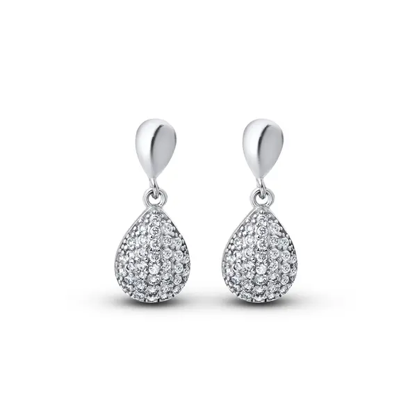 Brinco Prata Rodinada Gota Cravejada