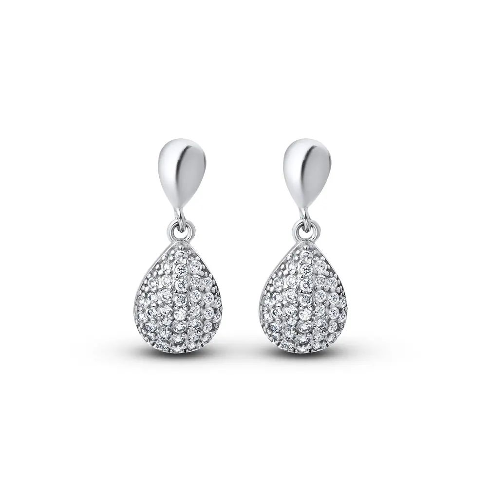 Brinco Prata Rodinada Gota Cravejada