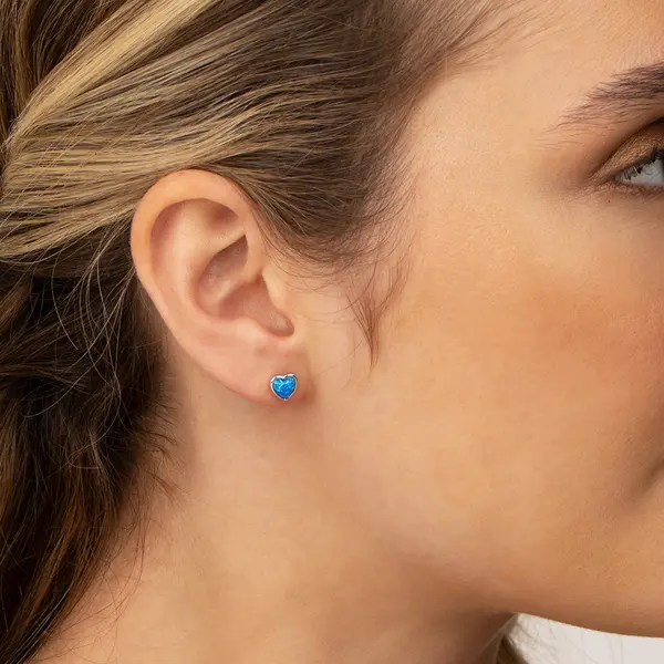 Brinco Prata Rodinada Coração Azul