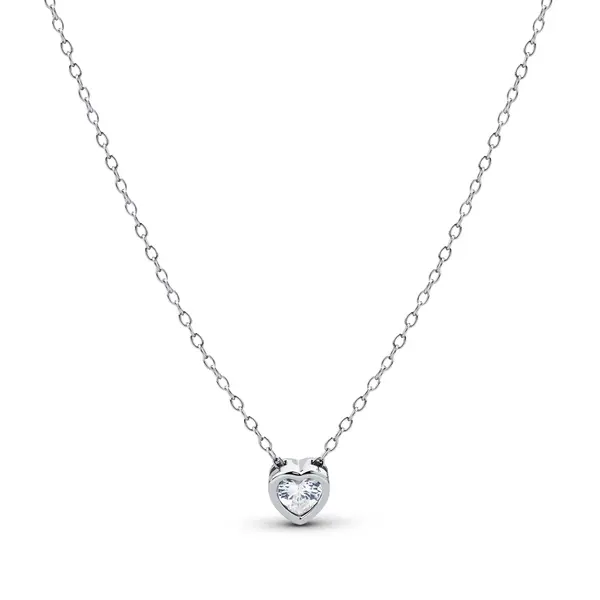 Gargantilha Prata Rodinada Coração Caixa Alta