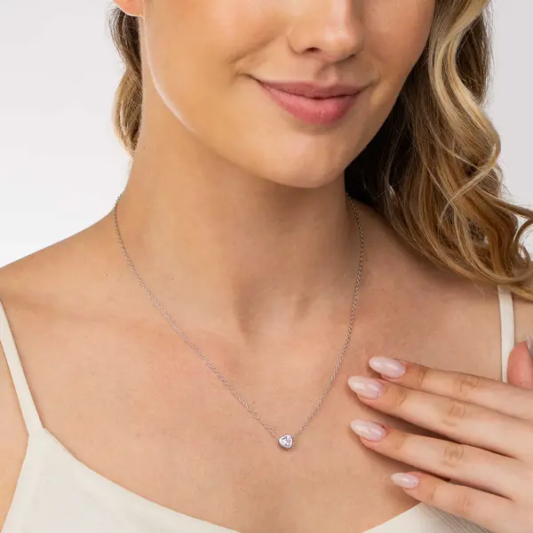 Gargantilha Prata Rodinada Coração Caixa Alta