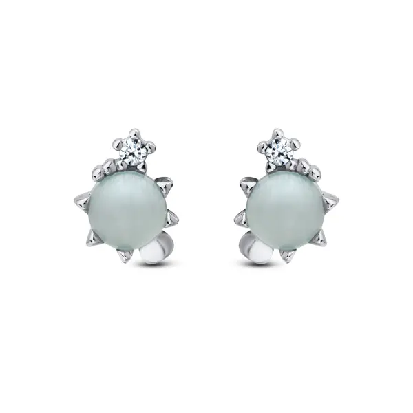 Brinco Prata Rodinada Zircônia Verde Água