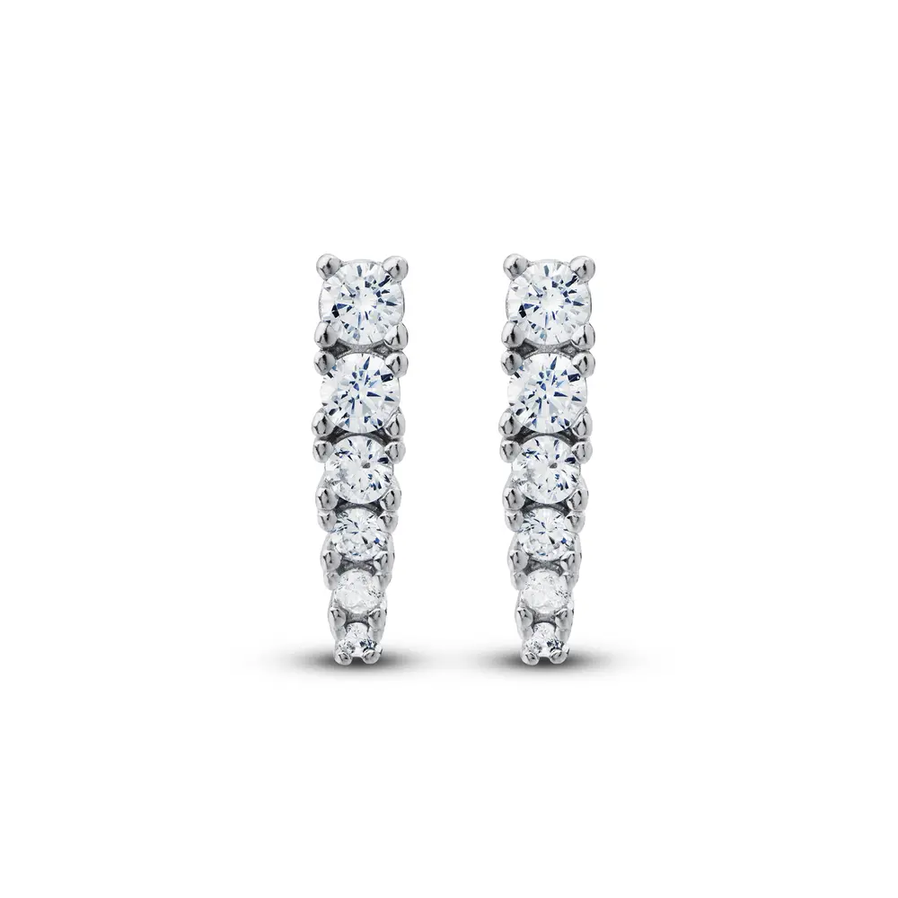 Brinco Prata Rodinada Filete em Zircônias