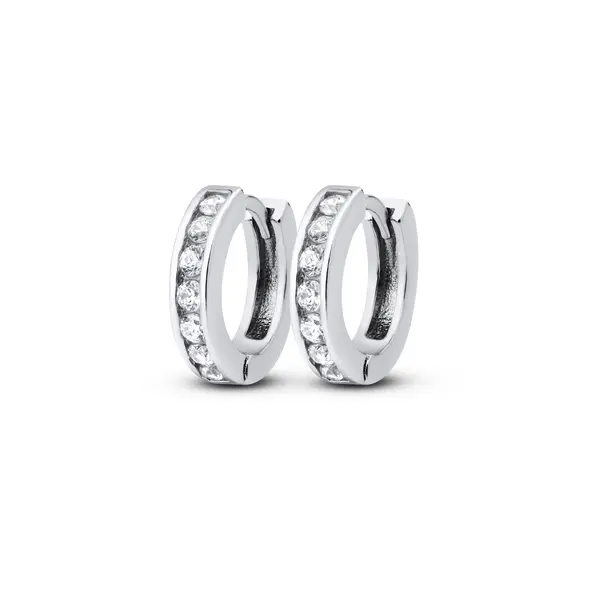 Brinco Prata Rodinada Argola Click com Zircônias P