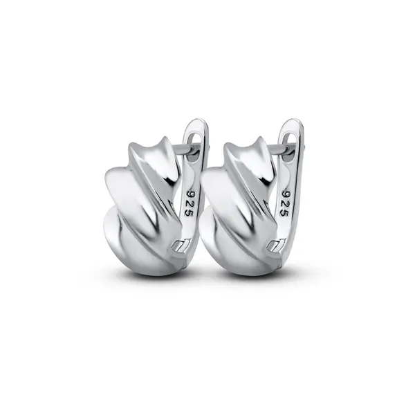 Brinco Prata Rodinada Argola Gota Trabalhada Lisa