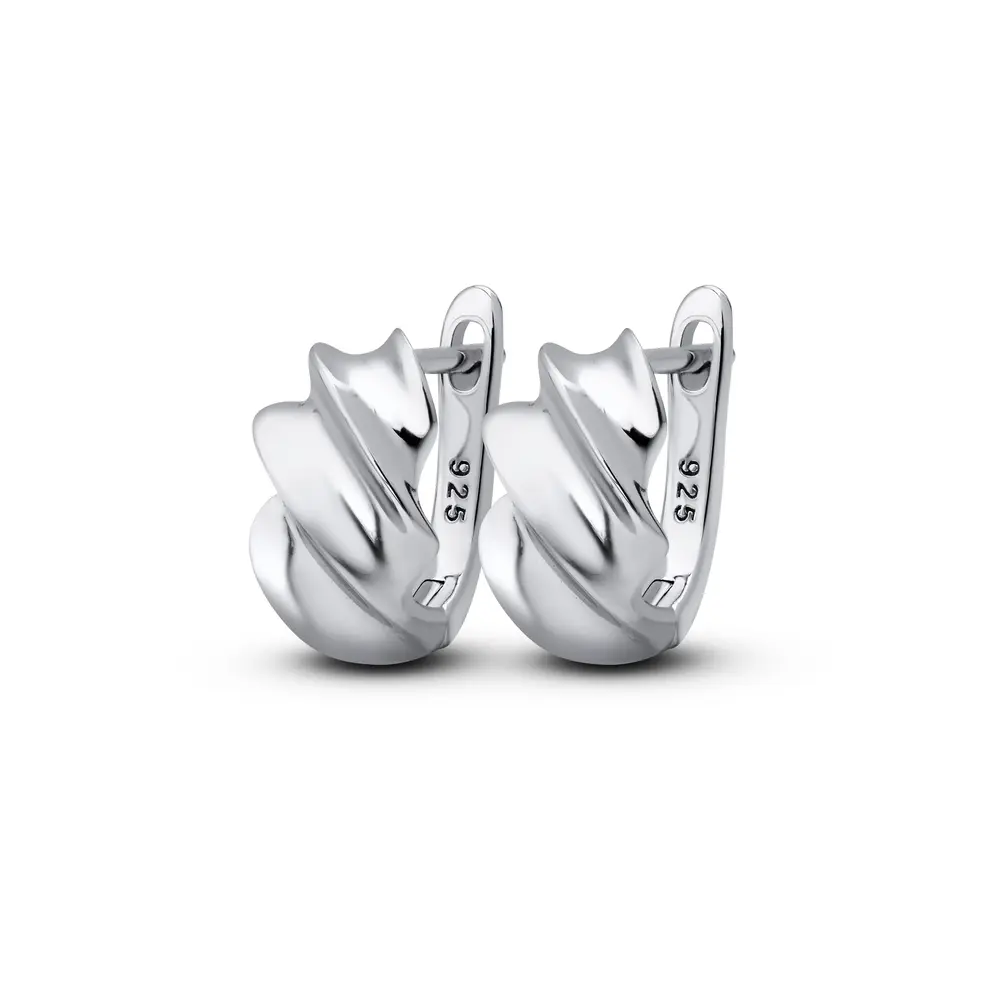 Brinco Prata Rodinada Argola Gota Trabalhada Lisa