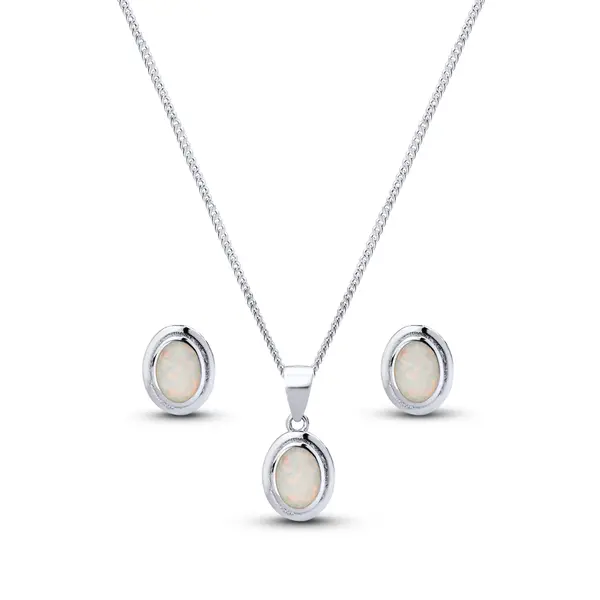 Conjunto Prata Rodinada Oval com Zircônia Furta Cor