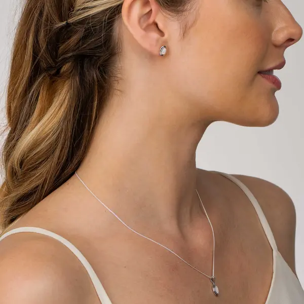 Conjunto Prata Rodinada Oval com Zircônia Furta Cor