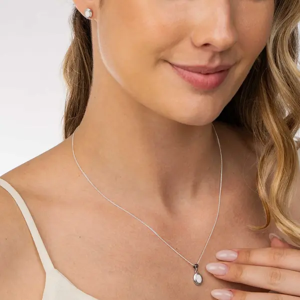 Conjunto Prata Rodinada Oval com Zircônia Furta Cor