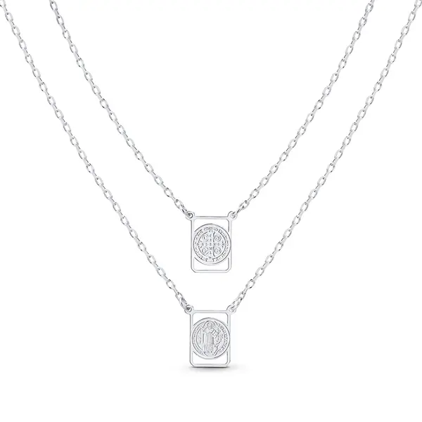 Escapulario Prata Pequeno Malha Cartier São Bento