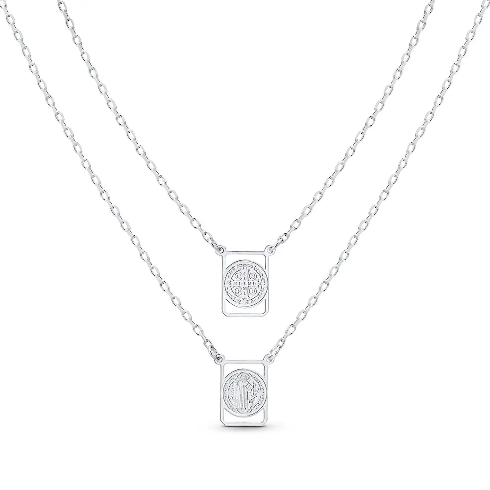 Escapulario Prata Pequeno Malha Cartier São Bento