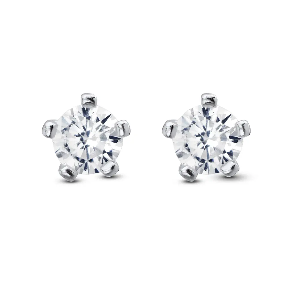 Brinco Prata Top Zircônia Redondo