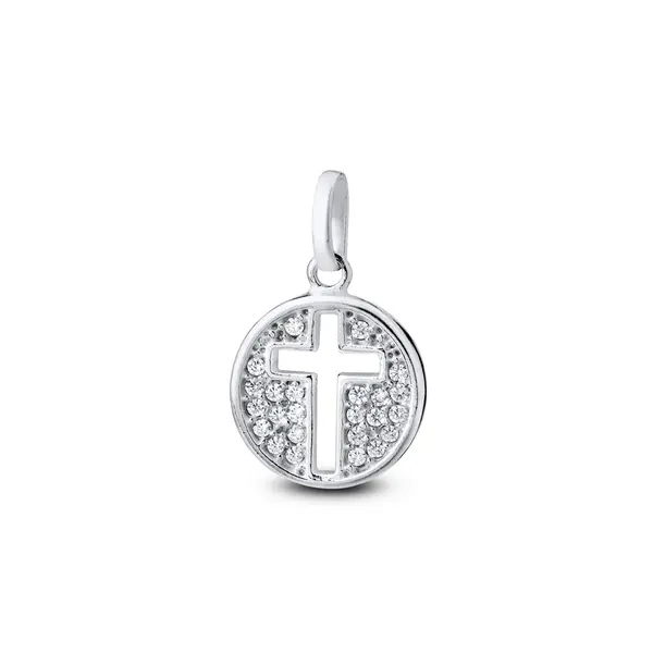 Pingente Prata Cruz Com Zircônia