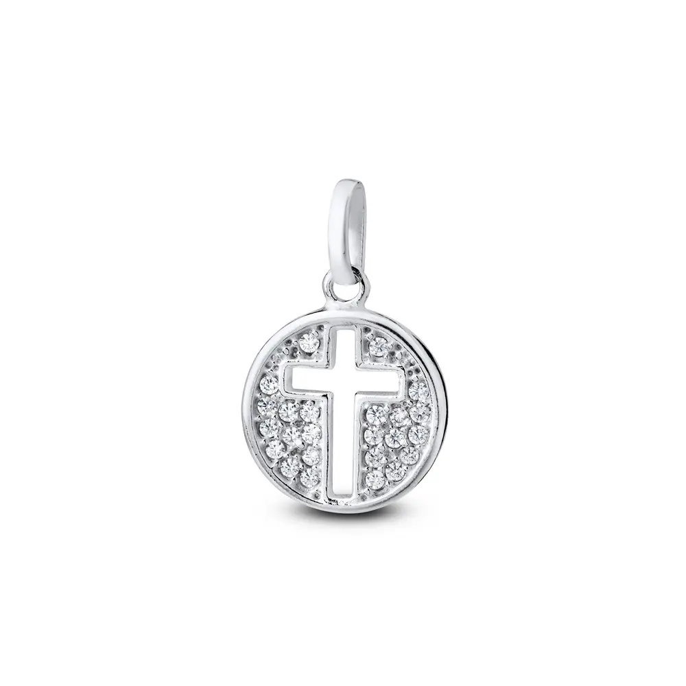 Pingente Prata Cruz Com Zircônia