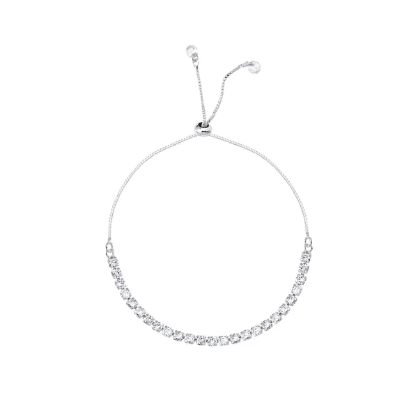 Pulseira Prata Leve Riviera Zircônias Médias Brancas